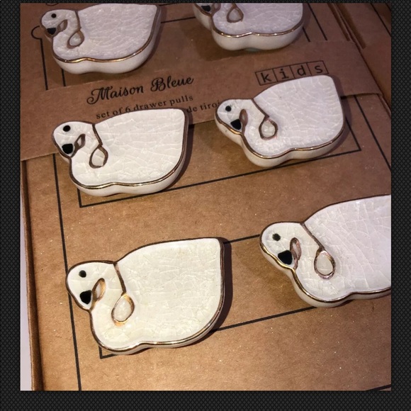 12x White Gold Swan Cabinet Drawer Knobs Pulls - Picture 3 of 8